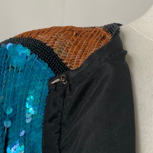 Vintage 80s/90s SCARLET RAGE Sequin Cropped Jacket Size M Multicolour SILK - Picture 8 of 12